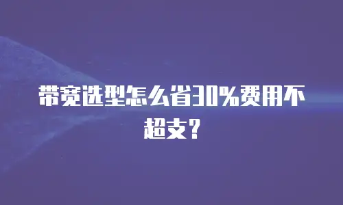 带宽选型怎么省30%费用不超支？