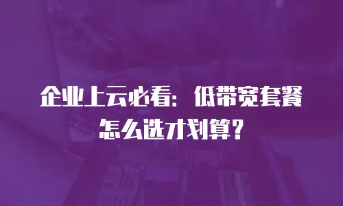 企业上云必看：低带宽套餐怎么选才划算？