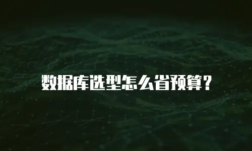 数据库选型怎么省预算？