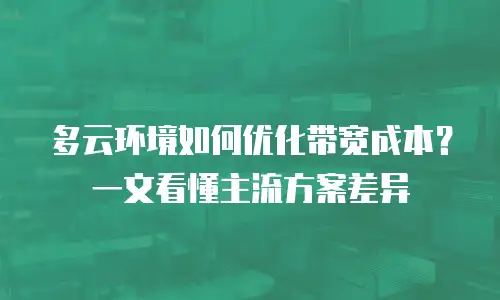 多云环境如何优化带宽成本？一文看懂主流方案差异