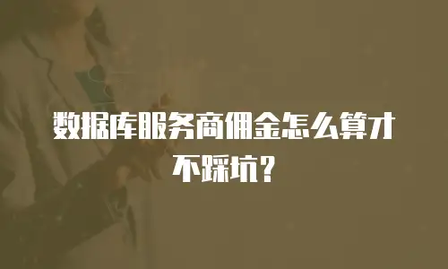 数据库服务商佣金怎么算才不踩坑？
