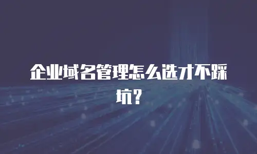 企业域名管理怎么选才不踩坑？
