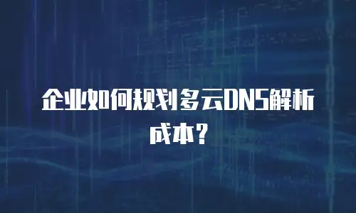 企业如何规划多云DNS解析成本？