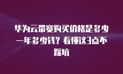 华为云带宽购买价格是多少一年多少钱？看懂这3点不踩坑