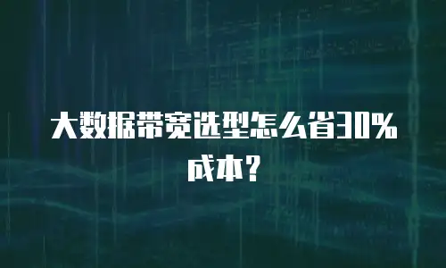 大数据带宽选型怎么省30%成本？