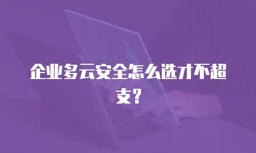 企业多云安全怎么选才不超支？