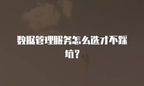 数据管理服务怎么选才不踩坑？