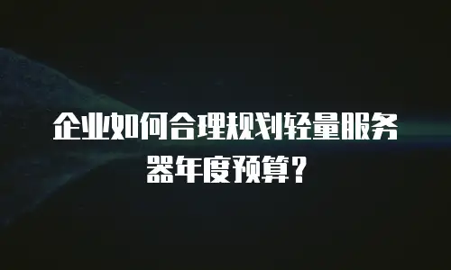 企业如何合理规划轻量服务器年度预算？