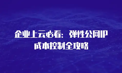 企业上云必看：弹性公网IP成本控制全攻略