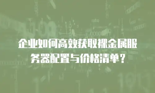 企业如何高效获取裸金属服务器配置与价格清单？