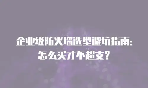 企业级防火墙选型避坑指南：怎么买才不超支？