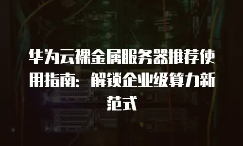 华为云裸金属服务器推荐使用指南：解锁企业级算力新范式