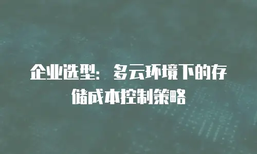 企业选型：多云环境下的存储成本控制策略