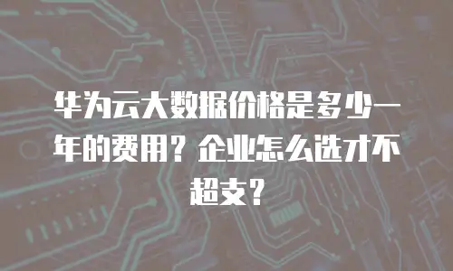 华为云大数据价格是多少一年的费用？企业怎么选才不超支？