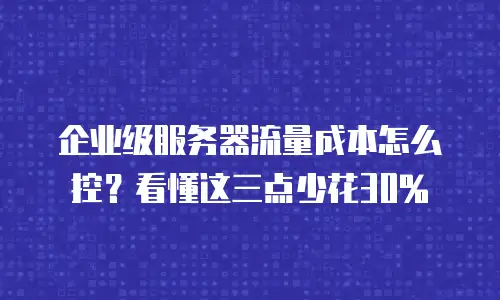 企业级服务器流量成本怎么控？看懂这三点少花30%