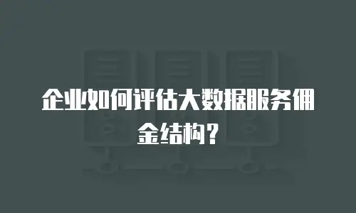 企业如何评估大数据服务佣金结构？