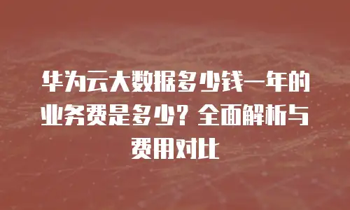 华为云大数据多少钱一年的业务费是多少？全面解析与费用对比