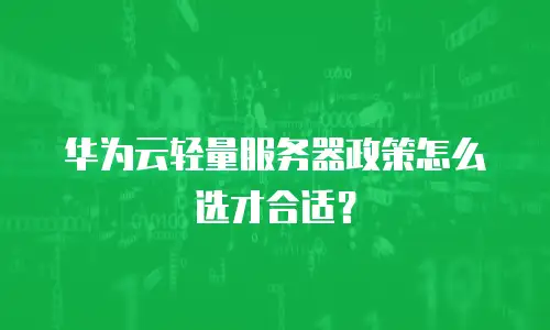 华为云轻量服务器政策怎么选才合适？
