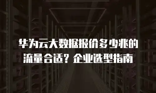 华为云大数据报价多少兆的流量合适？企业选型指南