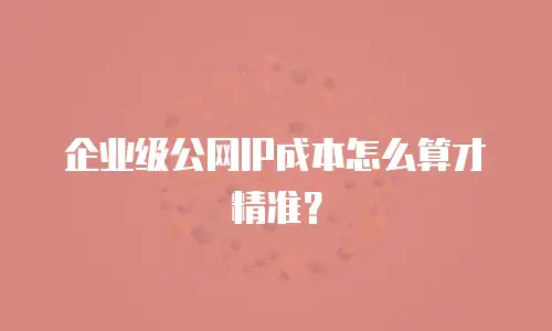 企业级公网IP成本怎么算才精准？