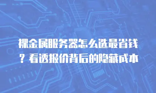裸金属服务器怎么选最省钱？看透报价背后的隐藏成本