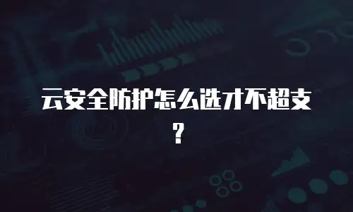 云安全防护怎么选才不超支？
