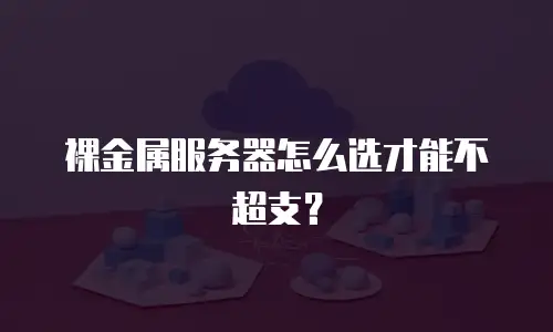 裸金属服务器怎么选才能不超支？