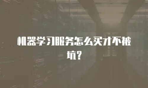 机器学习服务怎么买才不被坑？
