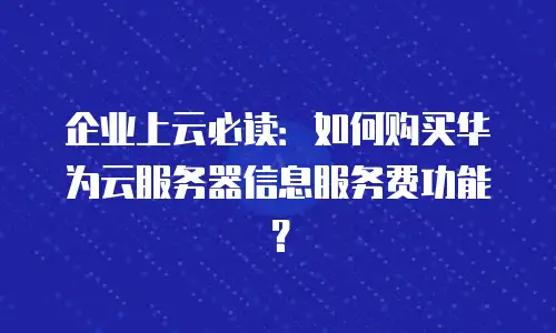 企业上云必读：如何购买华为云服务器信息服务费功能？