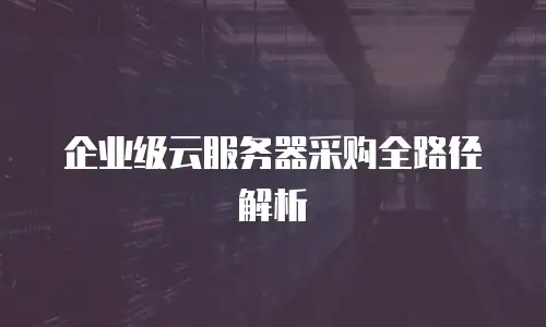 企业级云服务器采购全路径解析