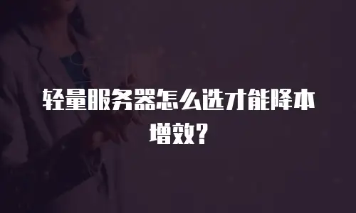 轻量服务器怎么选才能降本增效？