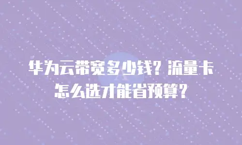 华为云带宽多少钱？流量卡怎么选才能省预算？