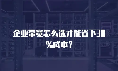 企业带宽怎么选才能省下30%成本？