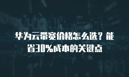华为云带宽价格怎么选？能省30%成本的关键点