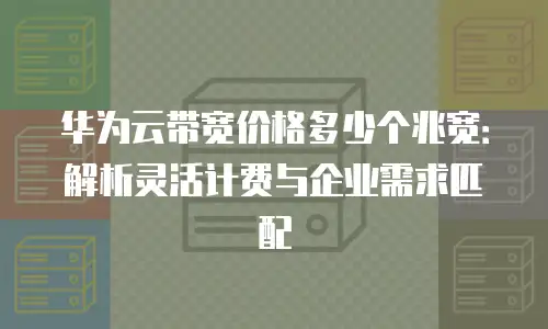 华为云带宽价格多少个兆宽：解析灵活计费与企业需求匹配
