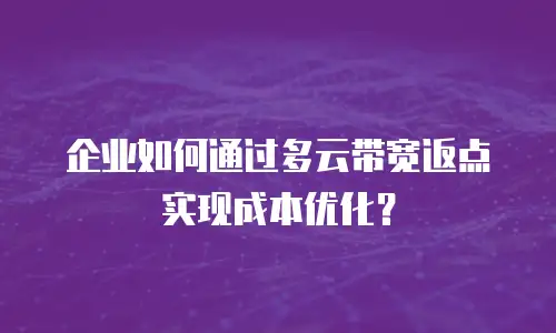 企业如何通过多云带宽返点实现成本优化？