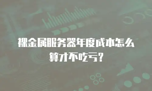 裸金属服务器年度成本怎么算才不吃亏？
