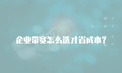 企业带宽怎么选才省成本？