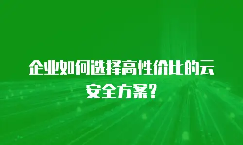 企业如何选择高性价比的云安全方案？