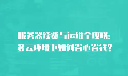 服务器续费与运维全攻略：多云环境下如何省心省钱？