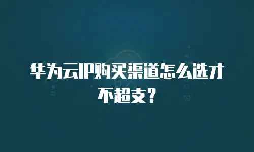 华为云IP购买渠道怎么选才不超支？