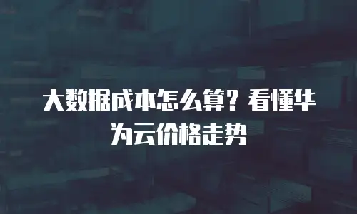 大数据成本怎么算？看懂华为云价格走势