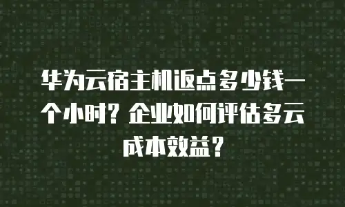 华为云宿主机返点多少钱一个小时？企业如何评估多云成本效益？
