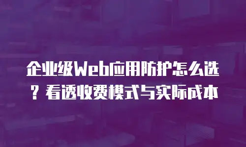 企业级Web应用防护怎么选？看透收费模式与实际成本