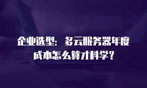 企业选型：多云服务器年度成本怎么算才科学？