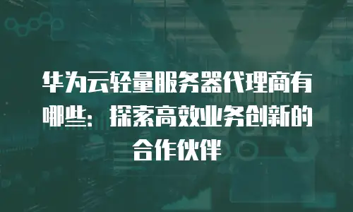华为云轻量服务器代理商有哪些：探索高效业务创新的合作伙伴