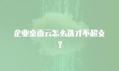 企业桌面云怎么选才不超支？