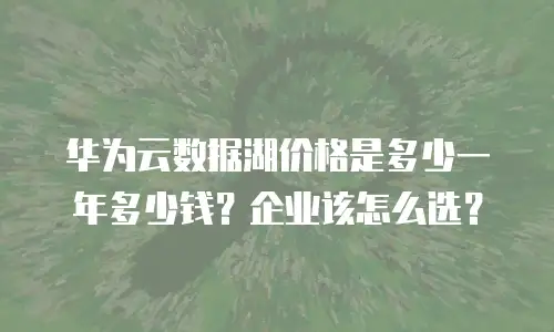 华为云数据湖价格是多少一年多少钱？企业该怎么选？