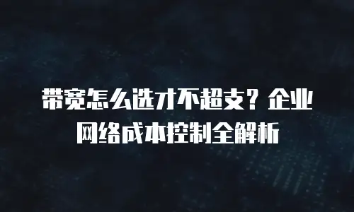 带宽怎么选才不超支？企业网络成本控制全解析