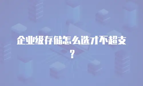 企业级存储怎么选才不超支？